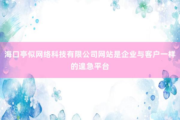 海口亭似网络科技有限公司网站是企业与客户一样的遑急平台